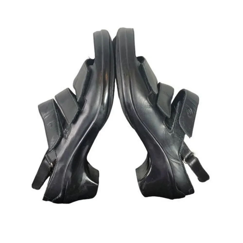 Aravon Megan Sandals Women’s 7B Comfort Adjustable Heeled Black Leather‎ Strap